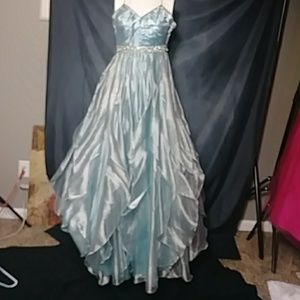 Sean Couture aquamarine ball gown prom Style